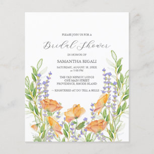 Budget Bridal Dusche Einladung Blumen Flyer