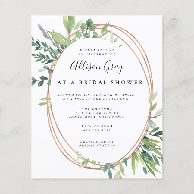 Budget Bridal Dusche Einladung Flyer (Vorne)