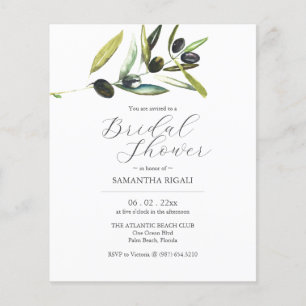 Budget Bridal Dusche Einladungen Wasserfarben Oliv Flyer