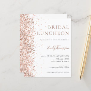 Budget Bridal Luncheon Rose Gold Glitzer Einladung