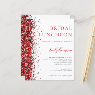 Budget Bridal Luncheon Roter Glitzer Einladung