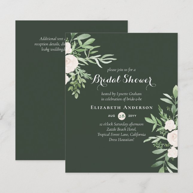 BUDGET Bridal Shower Einladungen Blumenmuster Blät (Vorne/Hinten)