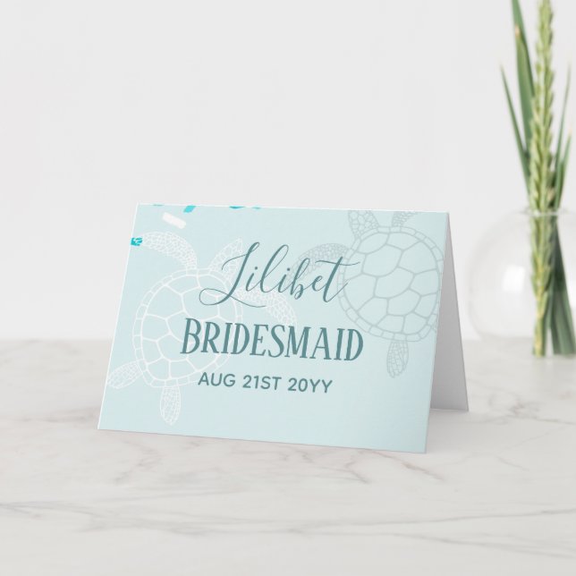 BUDGET Bridesmaid Brautparty gibt SEA TURTLES Karte (Vorderseite)