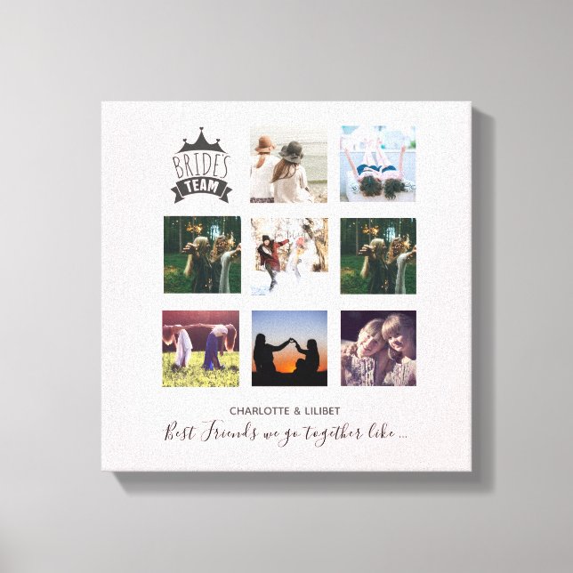 BUDGET Bridesmaid gibt FOTO COLLAGE Quotes BESTE F Leinwanddruck (Vorderseite)
