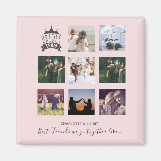 BUDGET Bridesmaid gibt FOTO COLLAGE Quotes BESTE F Magnet (Vorne)