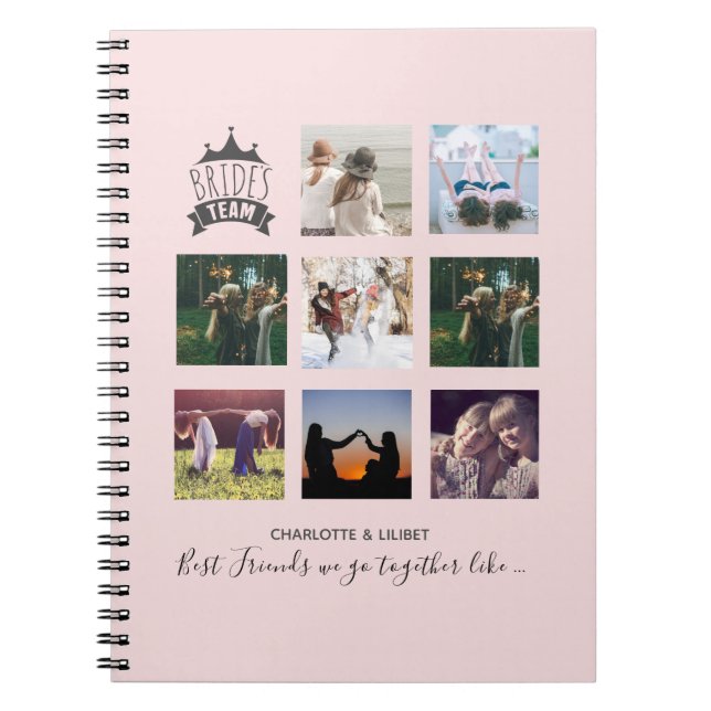 BUDGET Bridesmaid gibt FOTO COLLAGE Quotes BESTE F Notizblock (Vorderseite)