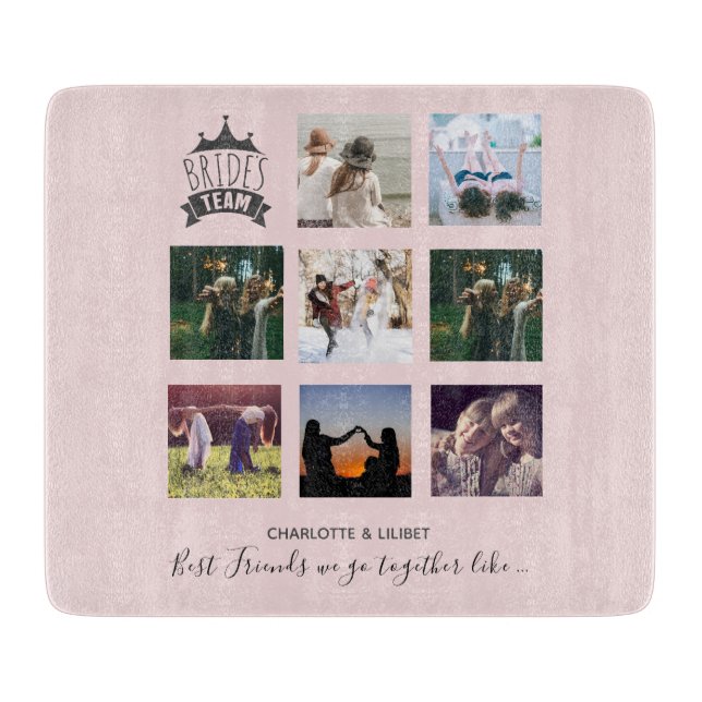 BUDGET Bridesmaid gibt FOTO COLLAGE Quotes BESTE F Schneidebrett (Vorderseite)
