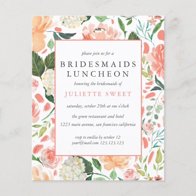 BUDGET Bridesmaids Luncheon Farbenfrohe Florenz (Vorderseite)