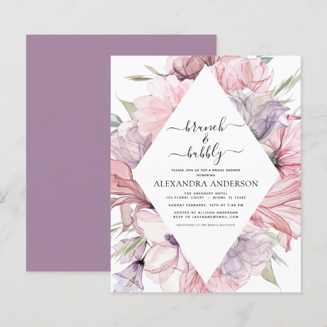 Budget Brunch & Bubbly Boho Lila Brautparty (Vorne/Hinten)
