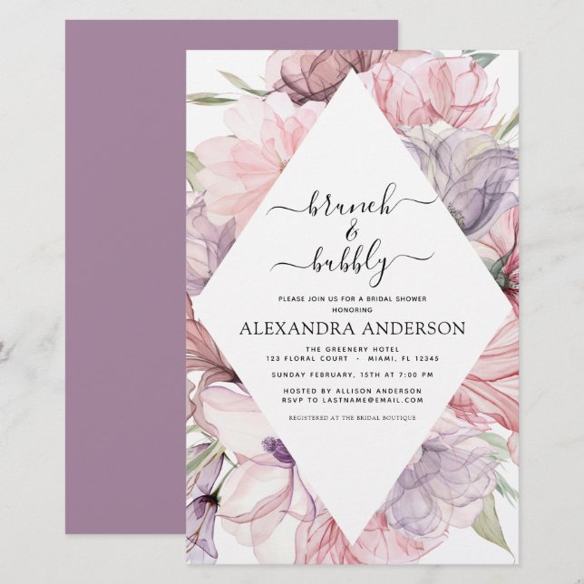 Budget Brunch & Bubbly Boho Lila Brautparty (Vorne/Hinten)