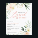 Budget Brunch & Bubbly Green Peach Flyer<br><div class="desc">preiswerte Brunch & Bubbly Green und pfirsichfarbene Aquarell Blumendusche. Teil einer Sammlung.</div>