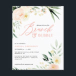 Budget Brunch & Bubbly Green Peach Flyer<br><div class="desc">preiswerte Brunch & Bubbly Green und pfirsichfarbene Aquarell Blumendusche. Teil einer Sammlung.</div>
