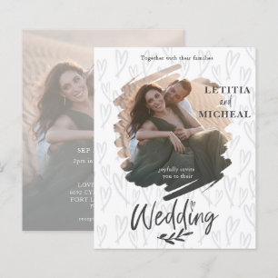 Budget Brush Stroke Foto Einladung Hochzeit