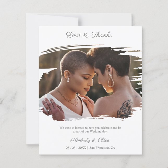 Budget Brushstroke Effect LGBT Wedding Photo  (Vorderseite)