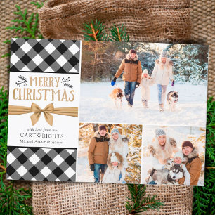 Budget Buffalo Plaid MERRY CHRISTMAS 3 Carte photo