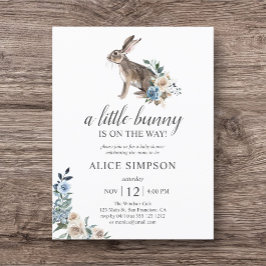 Budget Bunny Boho Dusty Blue Blume Babydusche in Einladungspostkarte