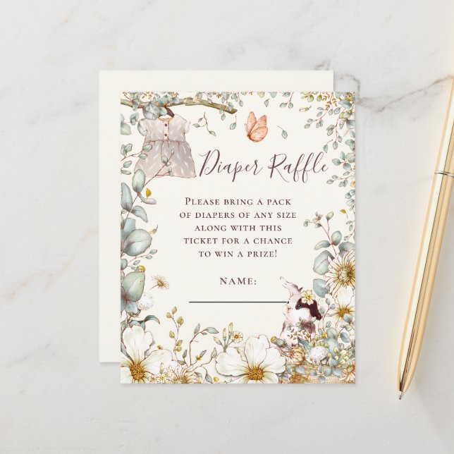 Budget Bunny Diaper Raffle Baby Girl Dusche (Vorderseite/Rückseite Beispiel)