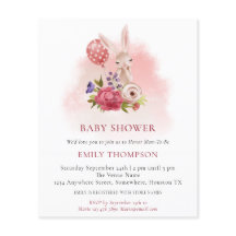 Budget Bunny Florals Pink Baby Dusche Einladung