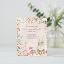 Budget Bunny Foto Girl Christening Taufe einladen