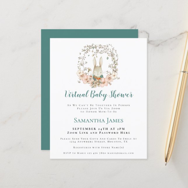 Budget Bunny Vintag Boy Virtual Baby Dusche (Vorderseite/Rückseite Beispiel)