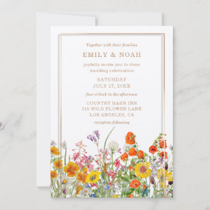 Budget Bunte Wilde Blumen Land Boho Hochzeit Einladung