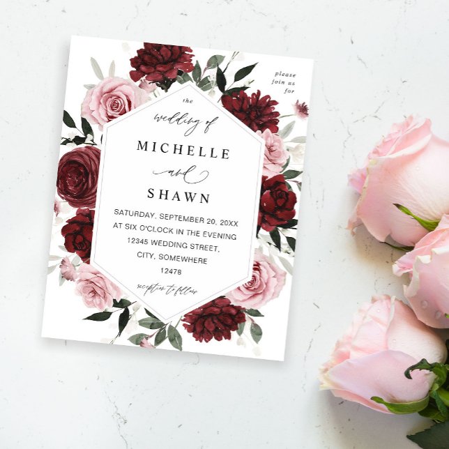 Budget Burgund & Blush Pink 6 Blütenfarben Flyer (Von Creator hochgeladen)