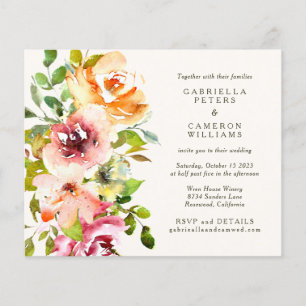 Budget Burgund Floral rustikale Hochzeit Einladung