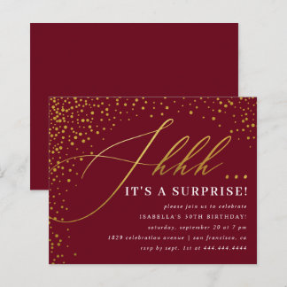 Budget Burgund & Gold Confetti Überraschung Party
