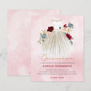 Budget Burgund Gold Glitzer Kleid Quinceañera