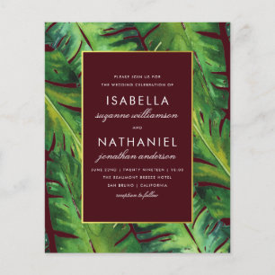 Budget Burgund & Green Tropical Blätter Hochzeit