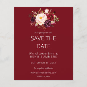 Budget Burgund Marsa Floral Save the Date - Rot Flyer
