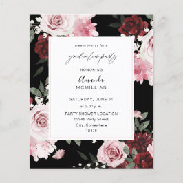 Budget Burgund & Pink 6 Blumenstudiengang Partei B Flyer