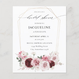 Budget Burgund & Pink Ele Floral Brautparty 2 Flyer