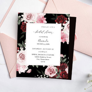Budget Burgund & Pink Floral 6 Brautparty - B
