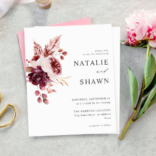 Budget Burgund & Pink Floral 8A Hochzeit