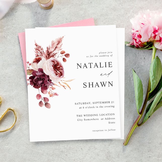 Budget Burgund & Pink Floral 8A Hochzeit (Von Creator hochgeladen)