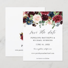Budget Burgund & Pink Floral Save the Date
