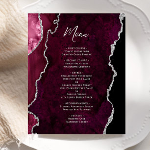 Budget-Burgund-Silber-Achat-Hochzeitsmenü