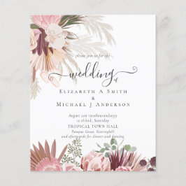 BUDGET Burgund Wein Pampas Grass Tropische Hochzei Flyer