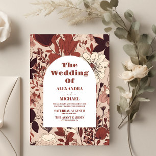 Budget Burgund Wildblumen Hochzeit Flyer