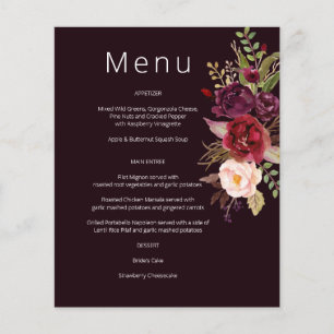 Budget Burgunder Marsala & Rosa Floral Menü- Burg Flyer