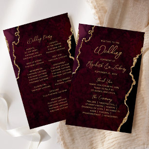 Budget Burgunder Roter Gold Achat Hochzeitsprogram