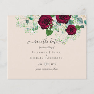 BUDGET  Burgunderrose Eukalyptus Hochzeit Flyer