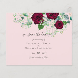 BUDGET  Burgunderrose Eukalyptus Hochzeit Flyer