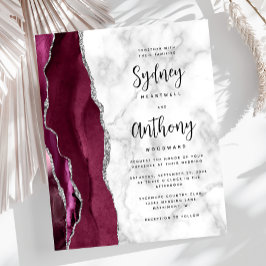 Budget Burgundy Agate Marble Calligraphy Wedding