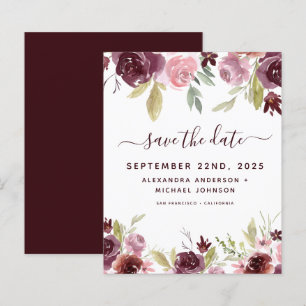 Budget Burgundy Blume Save the Date floral