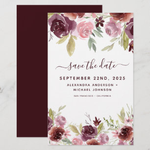 Budget Burgundy Blume Save the Date floral