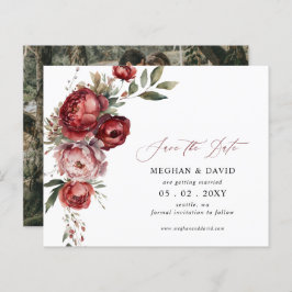 Budget Burgundy Blush Bloral Foto Save the Date