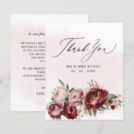 Budget Burgundy Blush Floral Danke Karte