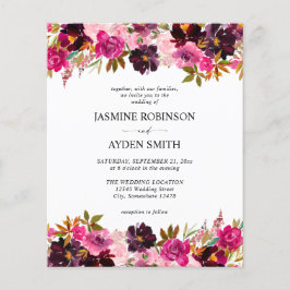 Budget Burgundy Blush Pink & Lila Floral Wedding Flyer